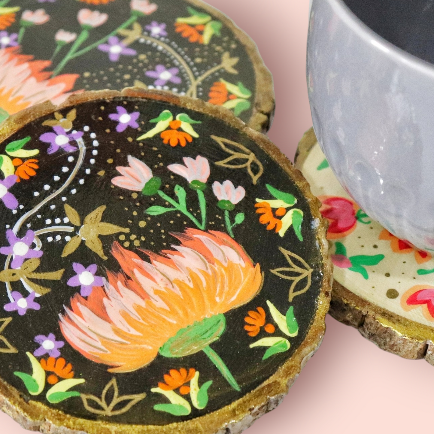 Wooden Hand-painted Coasters